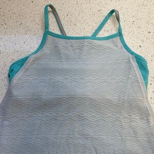 Girls Ivivva by Lululemon Gray and Acua Blue Heather Tank Top